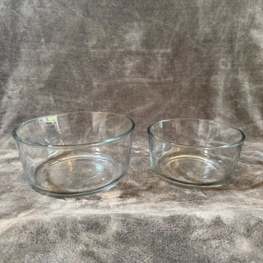 Anchor Hocking Clear Glass Mixing Bowls Set of 2 Microwave Oven Safe Made in USA